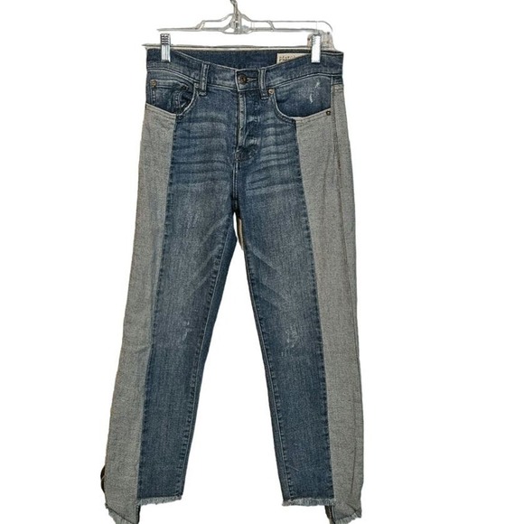 Pistola Jeans High Rise 2 Tone Distressed Crop Stretch‎ Denim Size 26 - Picture 1 of 6